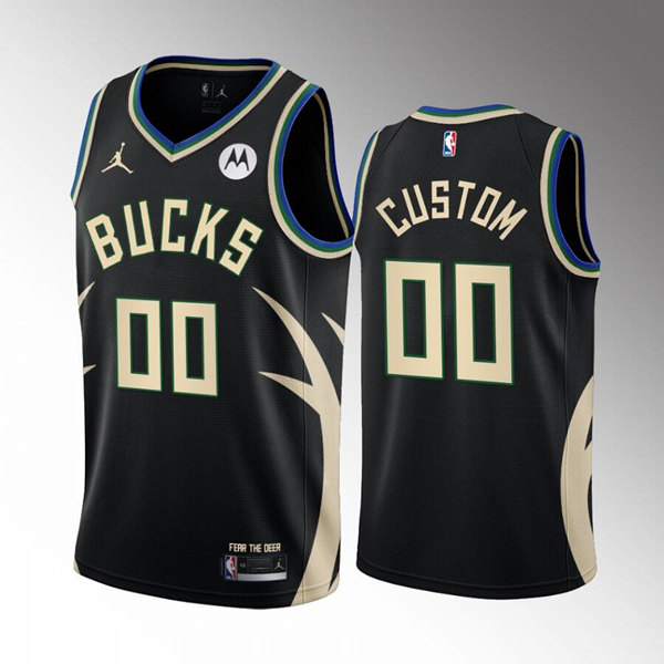 Men's Milwaukee Bucks Active Player Custom 2022/23 Black Statement Edition Stitched Basketball Jersey